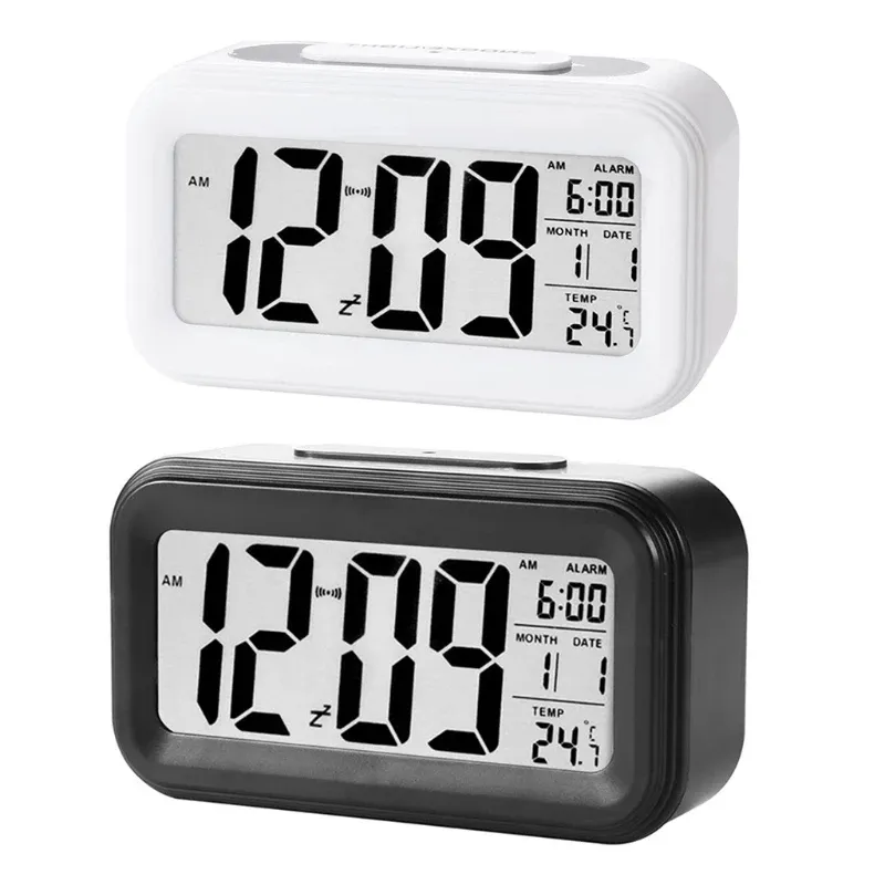 Büyük LCD masaüstü saat erteleme fonksiyonu ile sıcak satış akıllı saat Mini dijital alarmlı saat saat renk kutusu LCD ekran aydınlık Modern