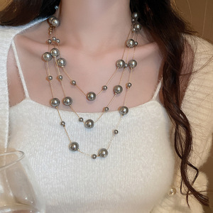 Bigiotteria <span class=keywords><strong>di</strong></span> Moda Inverno 2025 Collana Lunga <span class=keywords><strong>di</strong></span> <span class=keywords><strong>Perle</strong></span> Placcata in Oro Stile Elegante per Donna Catena Multistrato da Maglione - Product Image 4