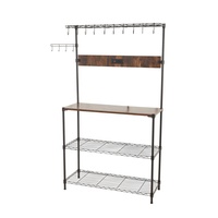 Étagère de rangement réglable à 4 niveaux pour four à micro-ondes, avec prises de courant intégrées, pour cuisine et bar à café