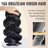 Cheveux Humains Ondulés Body Wave 16A, Lots de Cheveux Vierges Brésiliens Soyeux et Doux, Tissage Épais 24-28 Pouces, Noir Naturel, Chine, 11,99 Ounces