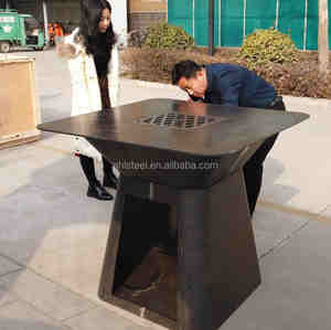 Table à feu en <span class=keywords><strong>acier</strong></span> corten utilisée pour les fêtes de famille avec <span class=keywords><strong>barbecue</strong></span> - Product Image 6