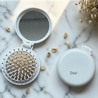 Ensemble brosse à cheveux de voyage démêlante avec miroir et lisseur, pliable, compact et portable pour un coiffage rapide des femmes, cadeau - Blé
