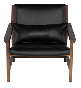 Silla de sala de estar Premium Ultimate Comfort, asiento de cuero genuino, almohada de cuero negro, silla ocasional - Product Image 2