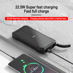 Pd 22.5W 20000mAh <span class=keywords><strong>Powerbank</strong></span> 15W không dây toàn màn hình cắm trại ánh sáng không thấm nước năng lượng mặt trời ngân hàng điện cho ngoài trời - Product Image 2