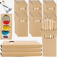 H&B 6 Couleurs HB Mini Crayons de Couleur Courts Ensemble Boîte en Papier Kraft Combinaison Multicolore Crayons à Dessiner pour Enfants