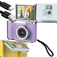 Kamera Digital Mini Lucu 2.4 Hd Rotary 4K Baterai Lithium 800mAh Zoom 16X Layar 2-3" Sensor CCD TF/MicroSD Pengambilan Video