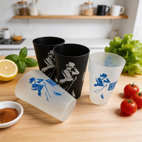 Gobelet en plastique rigide réutilisable de 12 oz avec logo personnalisé, paille et couvercle pour boisson
