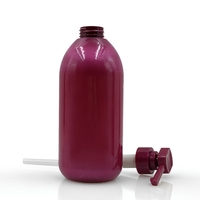 Bouteille en plastique PET rouge vin pour emballage cosmétique, conteneur pour gel douche, shampoing avec pompe, 800 ml, 1000 ml, vide, impression personnalisée