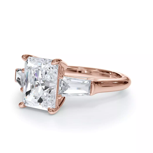 Anillo de compromiso con diamante de corte radiante de 2 quilates, oro blanco de 14K, estilo clásico, piedras laterales en forma de baguette, certificado IGI, joyería para mujer. - Product Image 6