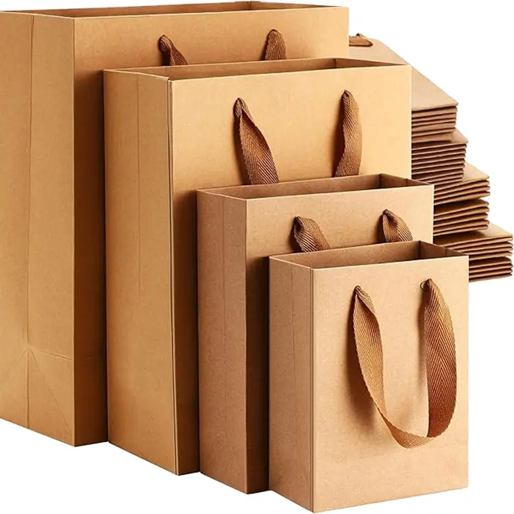 custom logo large small brown kraft retail paper shopping bag supplier wholesale for sale