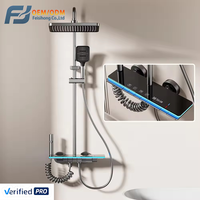 FSH OEM Led Affichage Numérique Bain Douche Mitigeur Robinet Pluie Haute Pression 4 Fonctions En Acier Inoxydable Appartement Hôtel