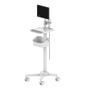 Troli Medis Klinik Rumah Sakit yang Dapat Disesuaikan dengan Rak Laptop dan Tempat Probe Scanner, Troli Bergerak untuk USG dan EKG - Product Image 4