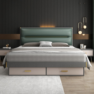 Lusso moderno bianco contemporaneo king Size camera da <span class=keywords><strong>letto</strong></span> mobili verdi in vera pelle <span class=keywords><strong>letto</strong></span> con Design per letti Queen - Product Image 2