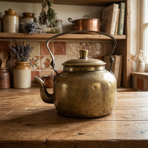 Bouilloire à thé vintage en métal avec couvercle et poignée en métal - Product Image 6