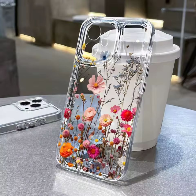 Flower Print Mobile Cover Shockproof Transparent Case for Sony Xperia 10 VII 10 VI 1 VII 1 VI 5 V