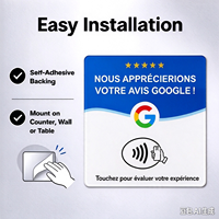 Carte de commentaires Google NFC vierge, Carte de commentaires Google en français, Carte de table en acrylique réinscriptible en 16 langues pour les commentaires 5 étoiles