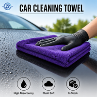 Serviette de voiture en microfibre absorbante et douce 60x90cm en stock, sans peluches, réutilisable, pour le nettoyage des voitures