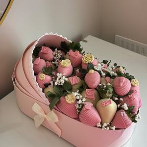 Caja de Regalo Rígida de Cartón con Diseño de Chocolate y Fresa, Cesta para Bebés, para Empacar Alimentos, con Laminado Mate para Sushi y Gelatina - Product Image 6