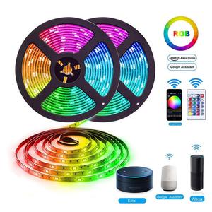 Kit de bande lumineuse flexible RGB avec télécommande Wi-Fi via application musicale intelligente, 150/300 LED SMD 5050, 12V, éclairage d'ambiance TV, 5m/10m, cuivre - Product Image 2
