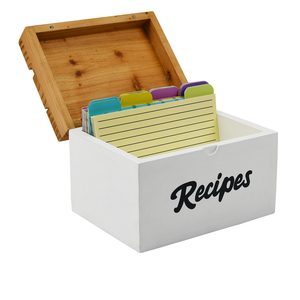 Youlike wood Hot Selling Free Sample Custom Tin Metal And Bamboo Wood Recipe Box With Cards And Dividers