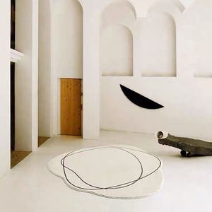 Alfombra Blanca con Forma de Extraterrestre Abstracta, de Fibra de Poliéster, para Sala de Estar, Dormitorio, Estilo Redondo 01 - Product Image 3