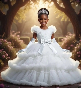 Abiti da damigella d'onore per bambine, gialli e <span class=keywords><strong>rossi</strong></span>, personalizzabili, per feste di compleanno, abiti da principessa per bambine, abiti da comunione - Product Image 5