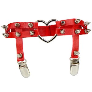 Attaches de jarretière antidérapantes réglables en forme de cœur, style coréen, pour bas cuissardes, avec anneaux de jambe élastiques à rivets - Product Image 5