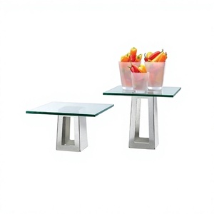 Ensemble de 2 supports à dessert en métal et verre, différentes tailles, pour gâteaux et chocolats, à prix avantageux - Product Image 1
