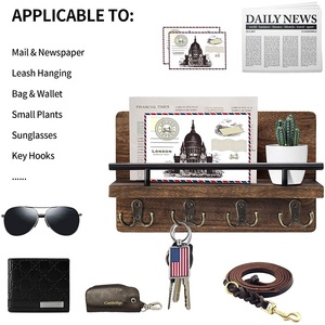 Organizzatore <span class=keywords><strong>da</strong></span> <span class=keywords><strong>Parete</strong></span> Moderno <span class=keywords><strong>in</strong></span> <span class=keywords><strong>Legno</strong></span> per Cucina con Mensola e Portachiavi - Product Image 3