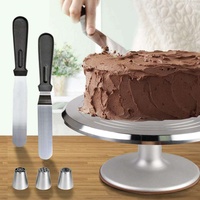 Kit de décoration de gâteaux professionnel en métal écologique de 35 pièces avec plateau tournant, embouts à glaçage et grattoirs