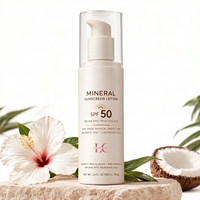 Crème solaire minérale SPF 50 à large spectre, sans traces blanches, pour peaux sensibles, résistante à la transpiration, format voyage, protection solaire naturelle, vente en gros