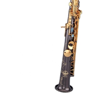 Saxofón <span class=keywords><strong>Soprano</strong></span> en Tono BB de Níquel Negro con Acabado en Laca Dorada, Cuerpo de Latón, Instrumento de Viento - Product Image 4