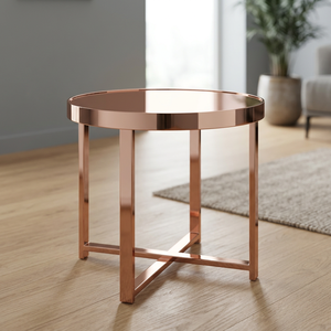 SAF Exports Modern <b>Round</b> Coffee <b>Table</b> Rose <b>Gold</b> Finish Metal Frame WITH Glass TOP Living Room Furniture Decorative Coffee <b>Table</b> - Product Image 5