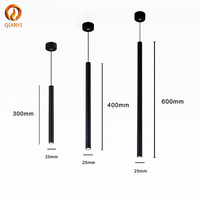 Suspension LED longue moderne de luxe en aluminium noir pour petits espaces intérieurs, cuisines, bars, restaurants, installation décorative
