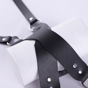 Masque pour les yeux en cuir noir à double couche, accessoire érotique pour cosplay SM, usage adulte - Product Image 2