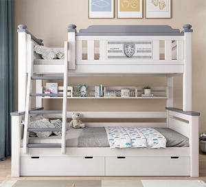 Tempat tidur anak kayu penuh dengan rak buku Modern tempat tidur susun ekstra tebal dengan tangga rumah kamar tidur tempat tidur orang tua anak dengan laci - Product Image 5