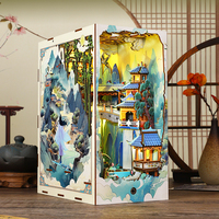 Support de livre DIY Paysage Chinois, Puzzle 3D en bois, Artisanat DIY pour adultes, Mini maison de poupée, Kit de loisirs créatifs éducatif en bois, Ensemble cadeau