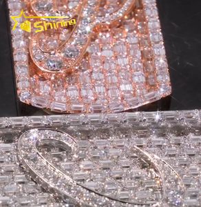 Ciondolo Personalizzato con Nome in <span class=keywords><strong>Moissanite</strong></span> VVS, Gioielli Hip Hop in Argento 925 Placcato Oro Rosa Bicolore - Product Image 5