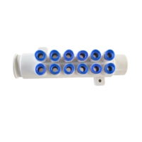 30-186A Colector de aire neumático portátil independiente de 12 puertos (1 pulgada) con desagüe de tapón interno de un toque para bañera de hidromasaje y spa, compatible con tuberías de 8mm/10mm