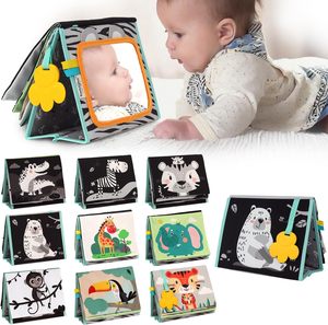 Juguete Divertido para Bebés, Libro de Tela Plegable Suave en Blanco y Negro para el Desarrollo Visual Temprano, con Forma de Animal y Espejo para Bebés - Product Image 5