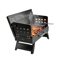Barbecue portable pliable de style valise Pinniu au charbon de bois pour camping en plein air, pique-nique, cuisine sur balcon avec réglage ajustable