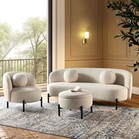 Canapé en peluche minimaliste scandinave - Canapé en tissu doux de style design pour salon compact (une place/deux places/trois places)