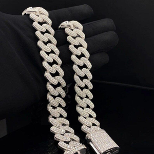 Collier chaîne cubaine inspiré des designers pour hommes, serti de diamants de laboratoire, plaqué or 14 carats, bijoux de luxe hip-hop pour usage quotidien - Product Image 2