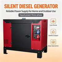 Générateur diesel silencieux triphasé à démarrage électrique personnalisé de 15 kW, refroidi par air, puissance équivalente, 110 V à 415 V, pour mini-marchés et travaux en extérieur