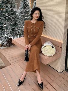 Bettergirl Winter da donna a maniche lunghe girocollo Waffle <span class=keywords><strong>in</strong></span> maglia Maillard con Base <span class=keywords><strong>in</strong></span> <span class=keywords><strong>lana</strong></span> abito <span class=keywords><strong>lungo</strong></span> - Product Image 4