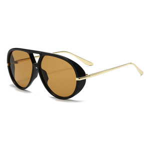 Trendy Double Bridge Sunglasses for Women Light Weight UV400 Full Rim Metal <b>Frame</b> <b>Plastic</b> Lenses Zowensyh Brand Model 2505 - Product Image 2