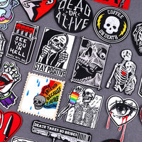 Gros Punk crâne horreur broderie fer sur patchs pour vêtements bricolage personnalisé Applique repassage Patch Badge pour jean