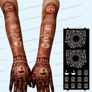 Stencil per <span class=keywords><strong>Tatuaggi</strong></span> <span class=keywords><strong>Temporanei</strong></span> in PVC per Mehndi, Arte del Corpo per <span class=keywords><strong>Mani</strong></span> e Piedi, Vendita Calda per Diwali e Matrimoni in India - Product Image 2