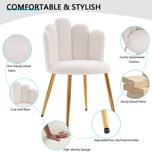 Sillón de Salón Moderno y Lujoso, Respaldo de Terciopelo Blanco, Patas Doradas, Muebles de Recepción para Peluquería, Venta al Por Mayor OEM - Product Image 3