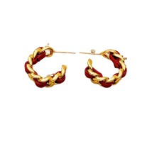 Boucles d'oreilles en laiton en forme de C haut de gamme et tendance, accessoires tissés de luxe léger et de niche